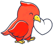 Roter Herzvogel – Logo-Maskottchen des 1A Pflegedienstes aus Hannover